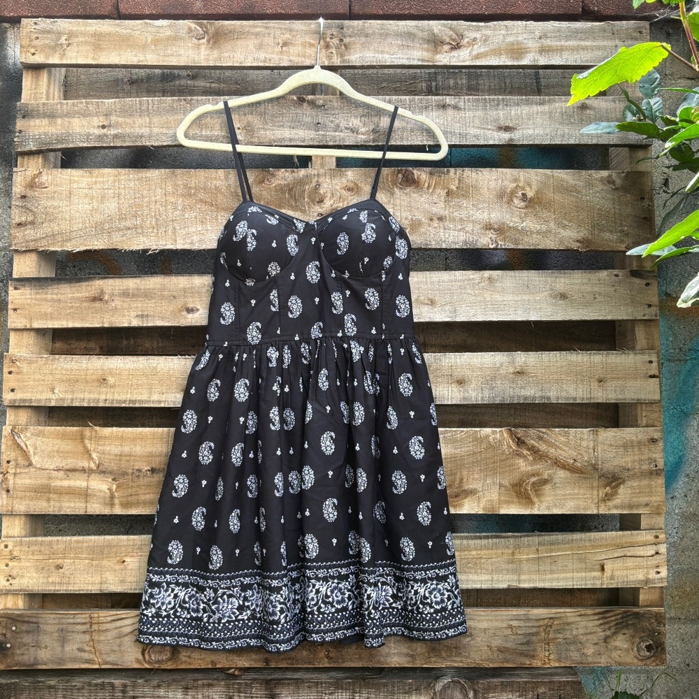 Band of Gypsies Black & White Paisley Bustier Mini Dress NWT